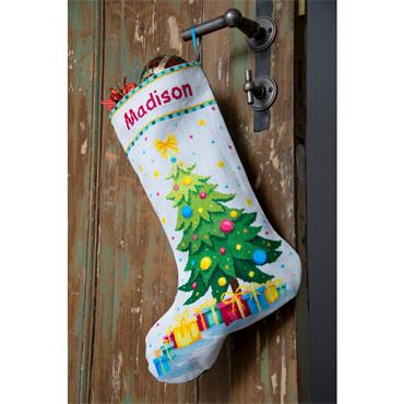 DIY Christmas Stocking Counted Cross Stitch Kit: Christmas Tree Wishes
