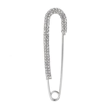 Kilt Pin - Silver with Rhinestones 7cm