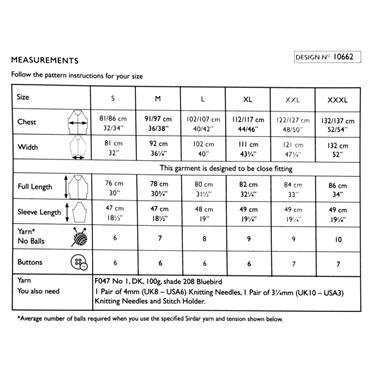 Pattern 10662 Cardigan in DK