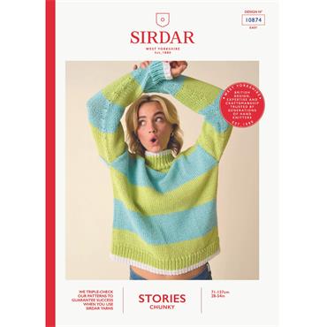Sirdar Booklet 10874 Rom Com Roll Neck in Stories Chunky