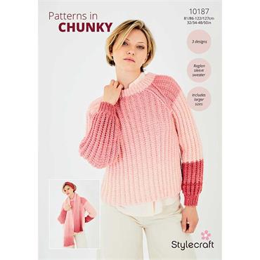 Stylecraft Pattern 10187 Sweater, Headband & Scarf in Horizon Chunky