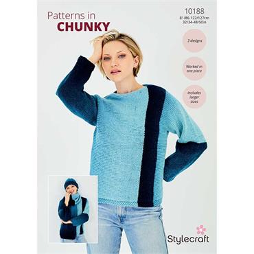 Stylecraft Pattern 10188 Sweater, Hat & Scarf in Horizon Chunky 
