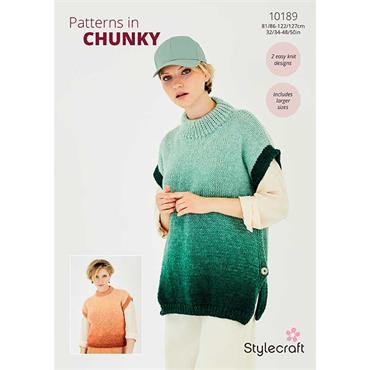 Stylecraft Pattern 10189 Round & Turtle Neck Tank Tops in Horizon Chunky