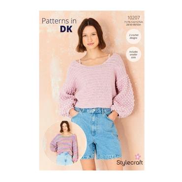 Stylecraft Pattern 10207 Crochet Cropped Top & Sweater in Cotton Twist dk & Colour Burst dk