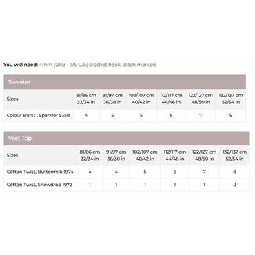 Stylecraft Pattern 10208 Crochet Flower Motif Top & Sweater in Cotton Twist dk & Colour Burst dk