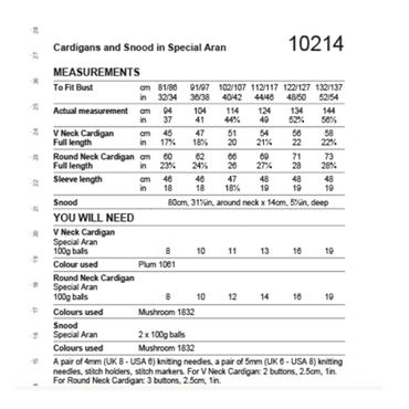 Stylecraft Pattern 10214 Cardigans and Snood in Special Aran