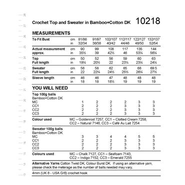 Stylecraft Pattern 10218 Crochet Top & Sweater in Bamboo+Cotton dk
