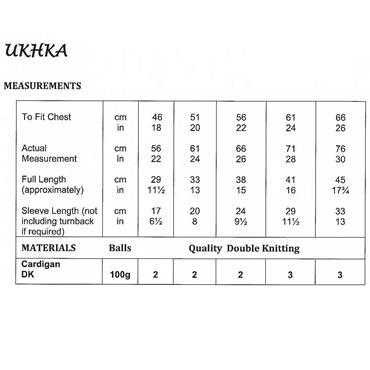 Pattern UKHKA 281 - Cardigans in Double Knitting 
