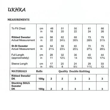Pattern UKHKA 284 Sweaters in Double Knitting