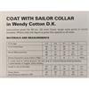 Pattern 5125 Coat With Sailor Collar in Cotton DK