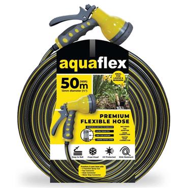 AQUAFLEX HOSE 50M + GUN & FITTINGS