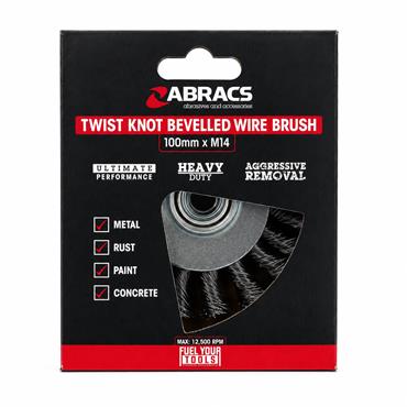 ABRACS M14 TWISTED KNOT BEVELLED WIRE BRUSH FOR GRINDER 100MM