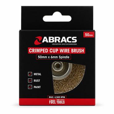 ABRACS SPINDLE MOUNTED CUP WIRE BRUSH FOR DRILL 50MM