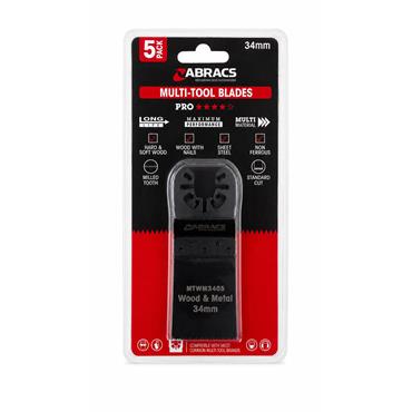 ABRACS 34MM MULTI TOOL BLADE FOR WOOD AND METAL 5PCS