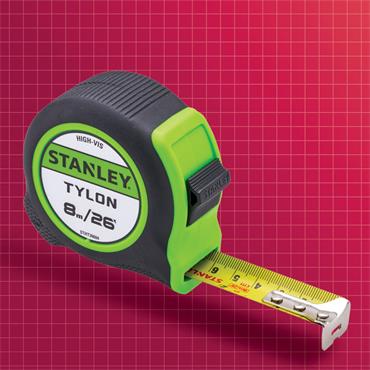 STANLEY HI-VIZ TYLON TAPE MEASURE 8M