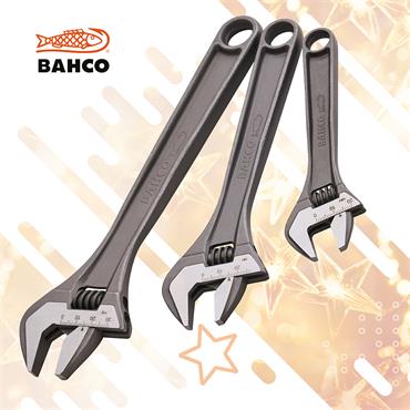 BAHCO 3 PIECE ADJUSTABLE WRENCH SET