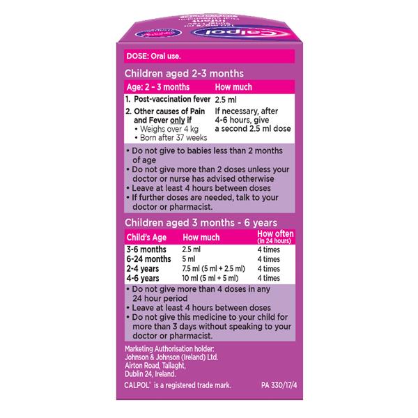 Calpol 120 Mg 5 Ml Sugar Free Infant Oral Suspension 60ML Calpol 120 Mg 5 Ml Sugar Free Infant Oral Suspension 60ML
