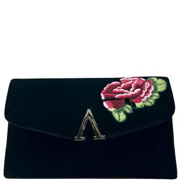 GLAMOUR ROSE ENEVELOPE HANDBAG - BLACK ROSE