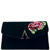 GLAMOUR ROSE ENEVELOPE HANDBAG - BLACK ROSE