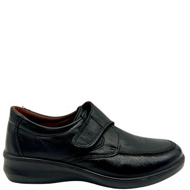 LUISETTI WOMENS VELCRO SLIP ON SHOE - BLACK