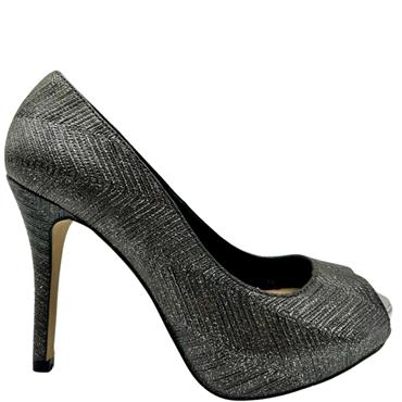 PACOMENA HIGH HEEL GLITTER PEEPTOE - BLACK SILVER