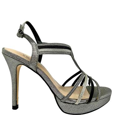 PACOMENA GLITTER STRAP SANDAL - SILVER BLACK