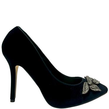 MENBUR DIAMANTE LEAF COURT SHOE - BLACK SUEDE
