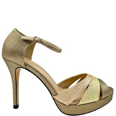 MENBUR GLITTER HIGH HEEL SANDAL - SAND GLITTER