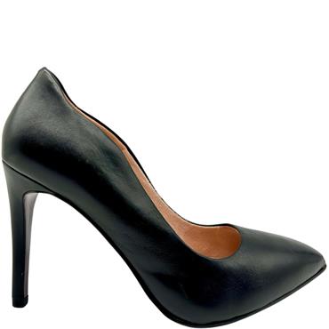 TAMARIS WOMENS POINT TOE COURT SHOE - BLACK LEATHER