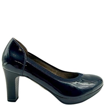 TAMARIS MED HEEL COURT SHOE - NAVY PATENT LEATHER