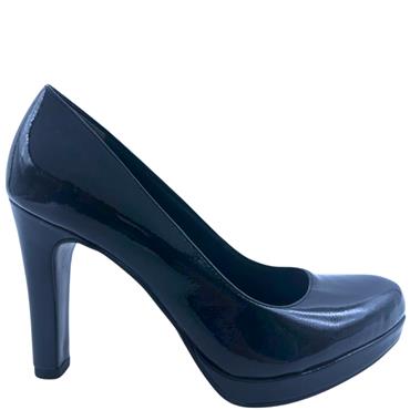 TAMARIS LDS PLATFORM COURT SHOE - NAVY PATENT