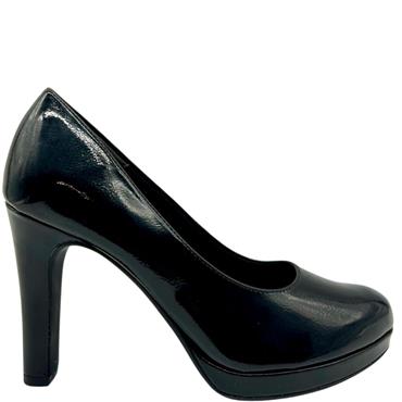TAMARIS WOMENS PLATFORM COURT SHOE - BLACK PATENT