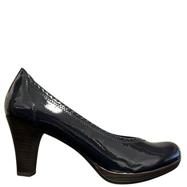 TAMARIS LDS MED HEEL COURT SHOE - NAVY PATENT