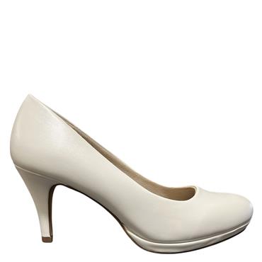TAMARIS WOMENS MEDIUM HEEL COURT SHOE - WHITE