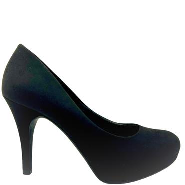 TAMARIS WOMENS PLATFORM COURT SHOE - BLACK SUEDE