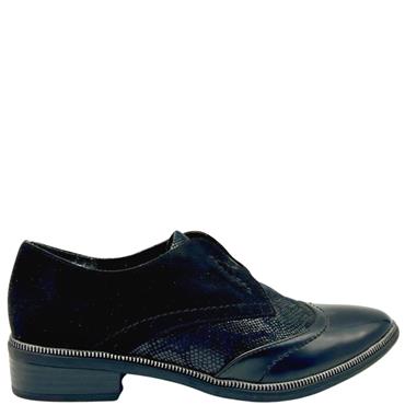 TAMARIS LDS 3 TONE GUSSET SHOE - BLACK MULTI