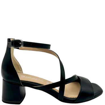 TAMARIS WOMENS HEEL IN STRAP SANDAL - BLACK MATT