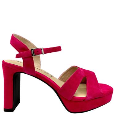 TAMARIS WOMENS ANKLE STRAP SANDAL - FUXIA SUEDE