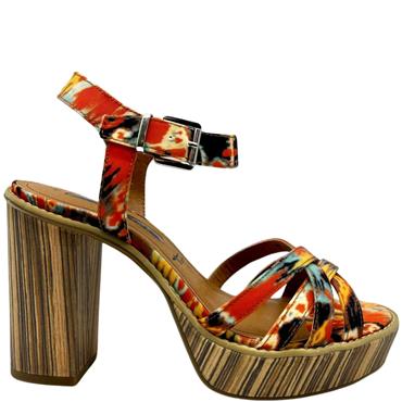 TAMARIS BLOCK HEEL STRAP SANDAL - BOHO PRINT
