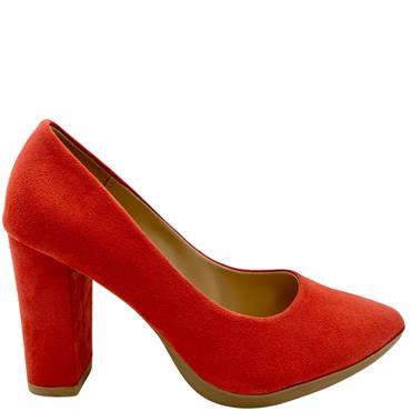 PINK DESERT WOMENS POINT TOE COURT SHOE - CORAL SUEDE