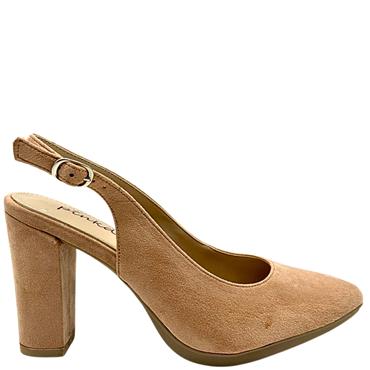 PINK DESERT WOMENS SLINGBACK COURT SHOE - NUDE SUEDE