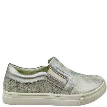 LEA LELO GIRLS GLITTER GUSSET SHOE - SILVER