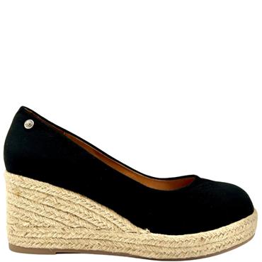 XTI WOMENS WEDGE COURT SHOE - BLACK SUEDE