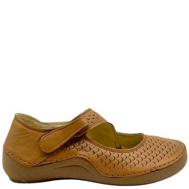 SAFE STEP WOMENS STRAP COMFORT SHOE - TAN LEATHER