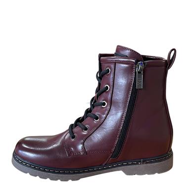 XTI GIRLS ZIP 6 EYE LACE BOOT - BURGUNDY