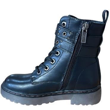 XTI GIRLS ZIP STUD STRAP LACE BOOT - BLACK