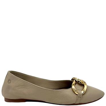 CARMELA WOMENS CHAIN FLAT SLIP ON SHOE - BEIGE