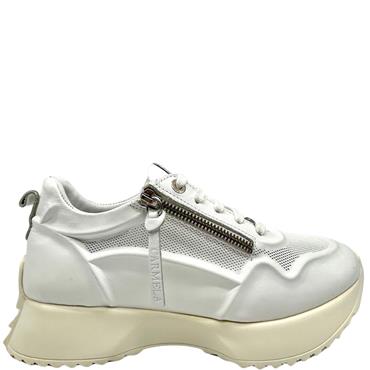 CARMELA WOMENS ZIP LACE TRAINER - WHITE