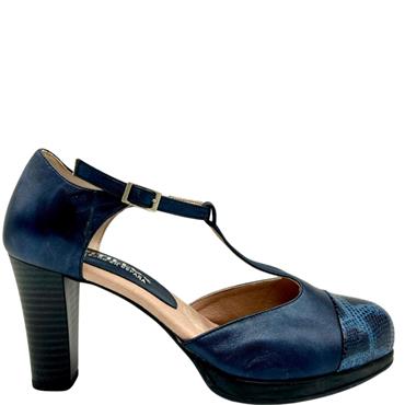 PITILLOS HEEL IN SNAKE TOE TSTRAP - NAVY MULTI