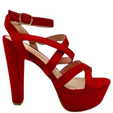 COLOUR CHERIE WOMENS PLATFORM SANDAL - RED